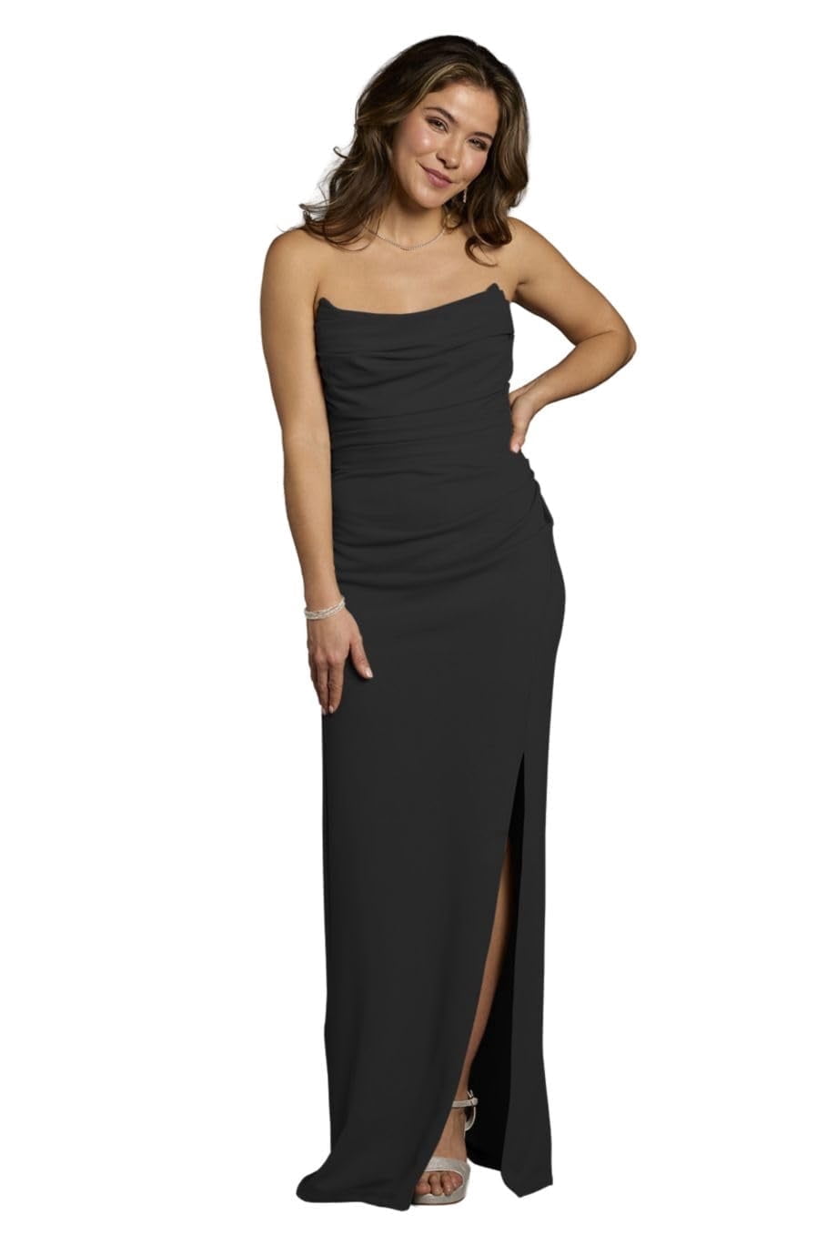 white lace dress with black bow Silk Crepe Bias and Velvet Ribbon Detail Azazie 2026 Lace Up festival dresses Color:Black & Silver Spring 2022Profile Type