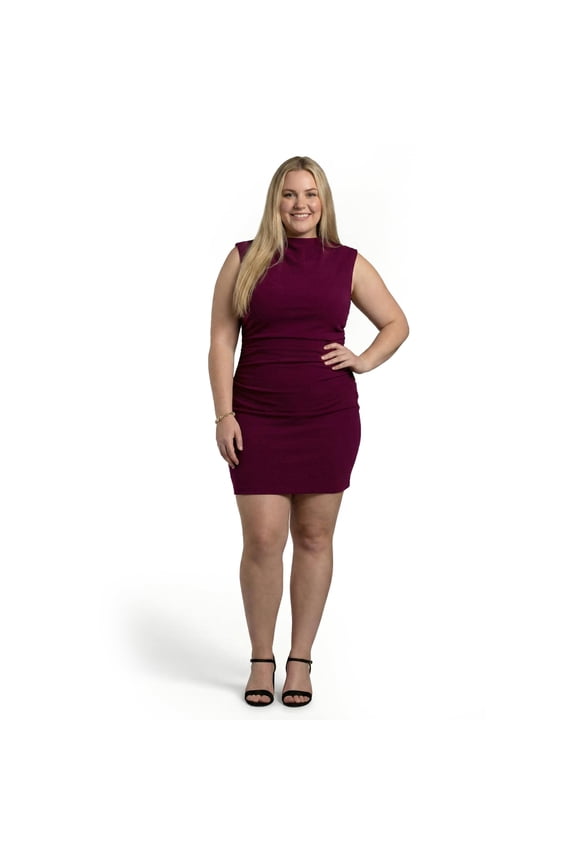 Women's Formal Double Slit High Neck Sheath Dress, Ankle Length, Crepe