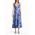 thumbnail image 1 of David’s Bridal, The Edit by DB Studio Women's Formal Floral Print Belted A-Line Midi Dress, Mid-Length, Satin, 1 of 5