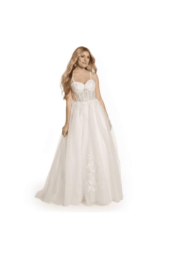 David’s Bridal, The Edit by DB Studio Women's Formal Illusion Corset Bodice Ball Gown, Full Length, Tulle
