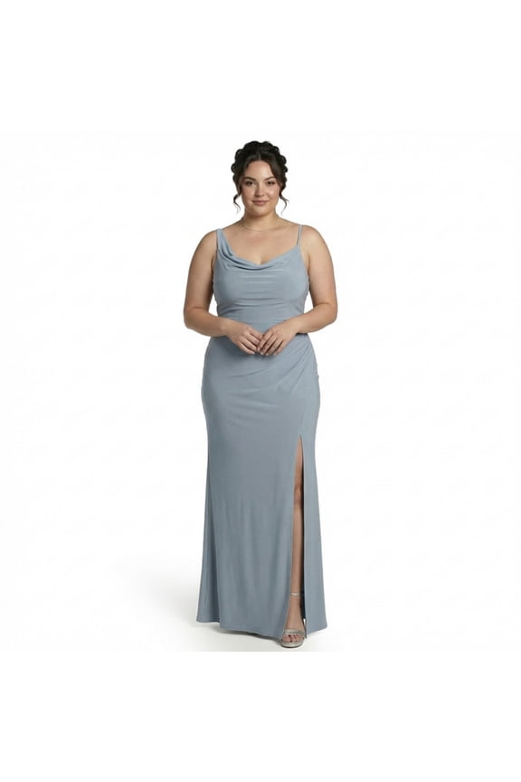 David’s Bridal, The Edit by DB Studio Women's Formal Sheath Dress with Asymmetrical Straps, Full Length, Jersey