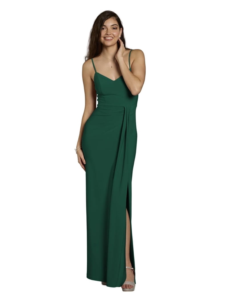 david's bridal jersey dress David's Bridal, The Edit by DB Studio Women's Formal V-Neck Ruched Sheath  Dress, Full Length, Jersey