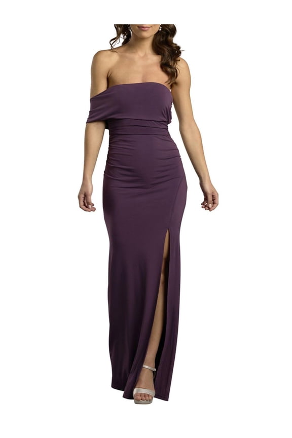 David’s Bridal, The Edit by DB Studio Women's Formal Off-the-Shoulder Ruched Sheath Dress, Full Length, Jersey