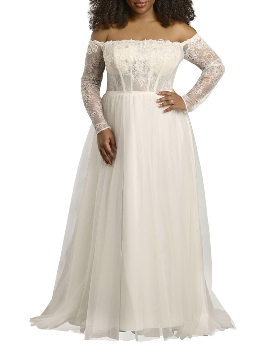 a line wedding dress davids bridal David's Bridal, V9409 New Wedding Dress Save 76%