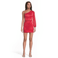 thumbnail image 1 of David’s Bridal, The Edit by DB Studio Women's Formal One-Shoulder Long-Sleeve Glitter Mini Dress, Short, Novelty, 1 of 7