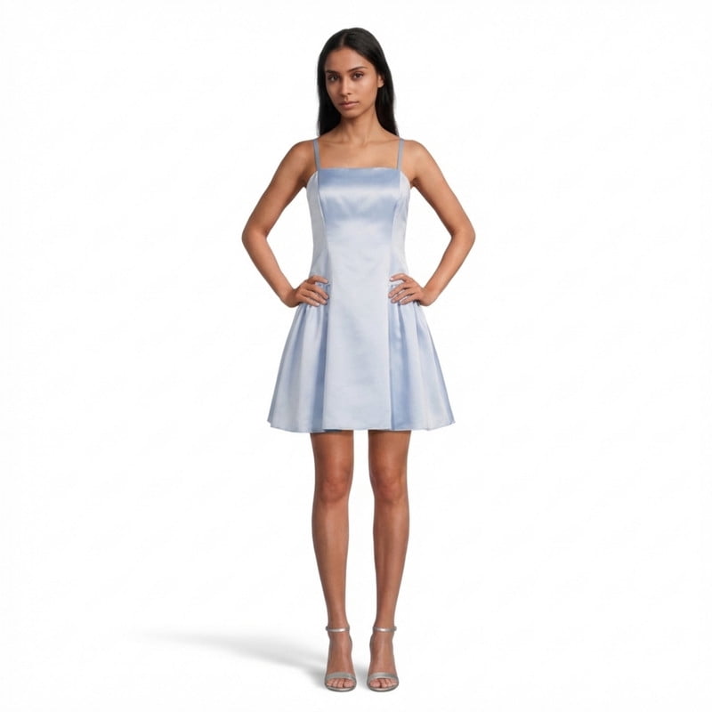 light blue satin mini dress Odette Satin Mini Dress main image 1