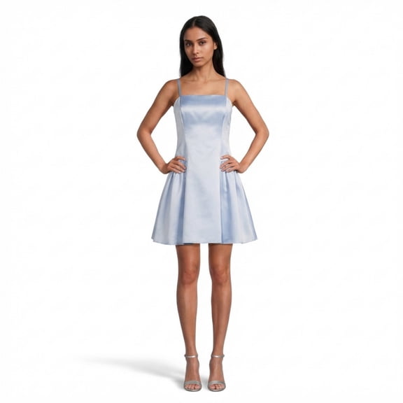 David’s Bridal, The Edit by DB Studio Women's Formal Drop Waist Mini Dress, Short, Satin