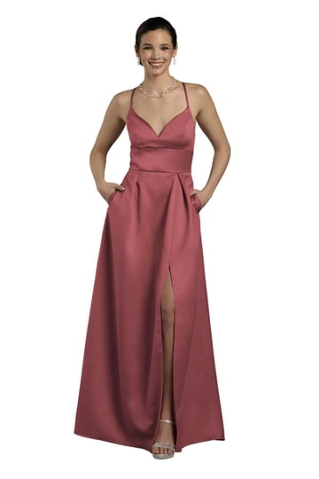 sachin and babi light blue dress Apple Red Bridesmaid Long Chiffon Surplice Tank Dress