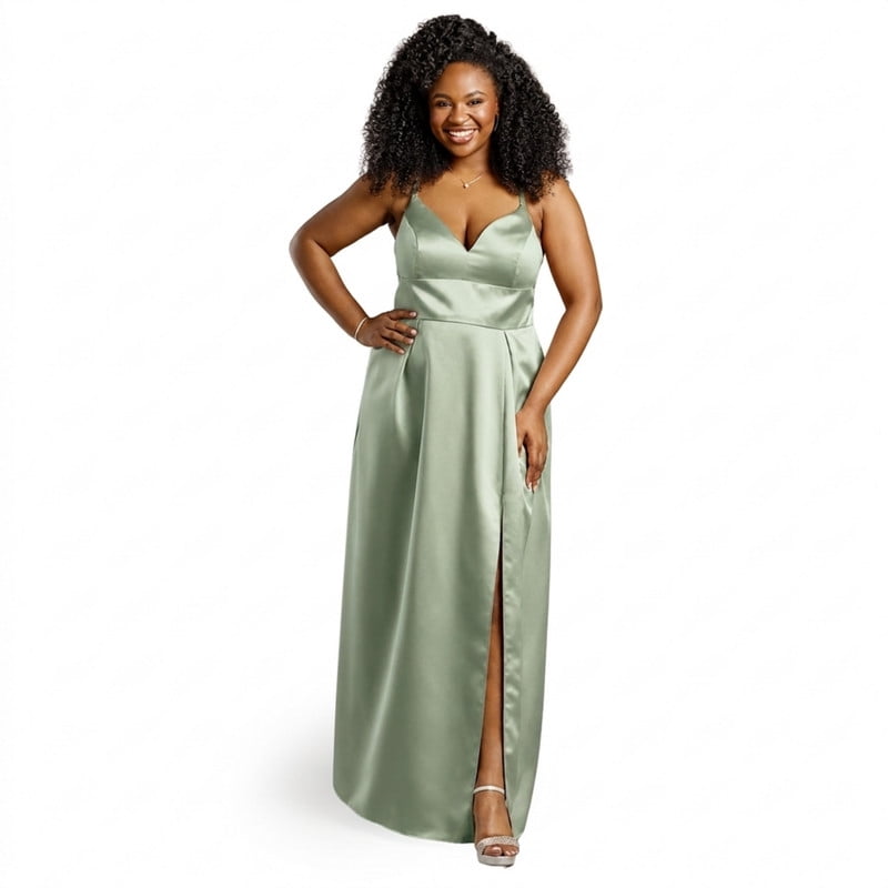 david's bridal empire waist bridesmaid dress Bridal, The Edit by DB Studio Women's Formal Ball Gown, Full Length, Satin Meagan Good attends Ok! FW24EXTRA10 Size:Size 6