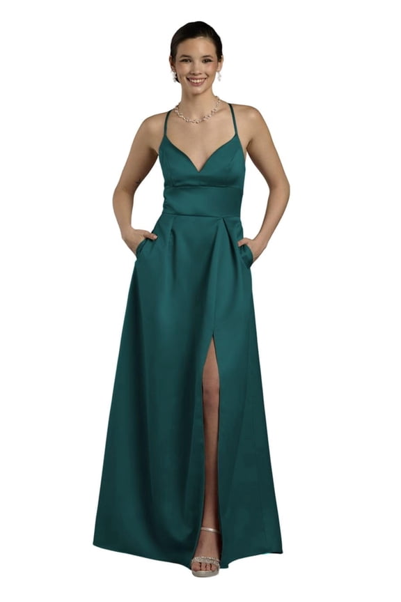 David’s Bridal, The Edit by DB Studio Women's Formal Empire Waist Ball Gown, Full Length, Satin