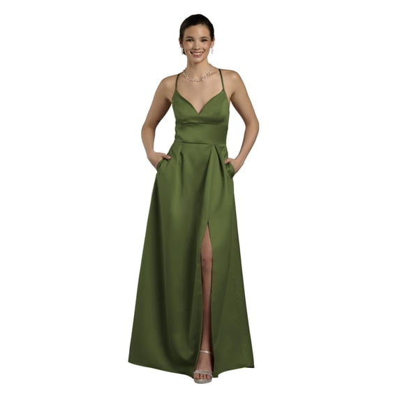 David’s Bridal, The Edit by DB Studio Women's Formal Empire Waist Ball Gown, Full Length, Satin