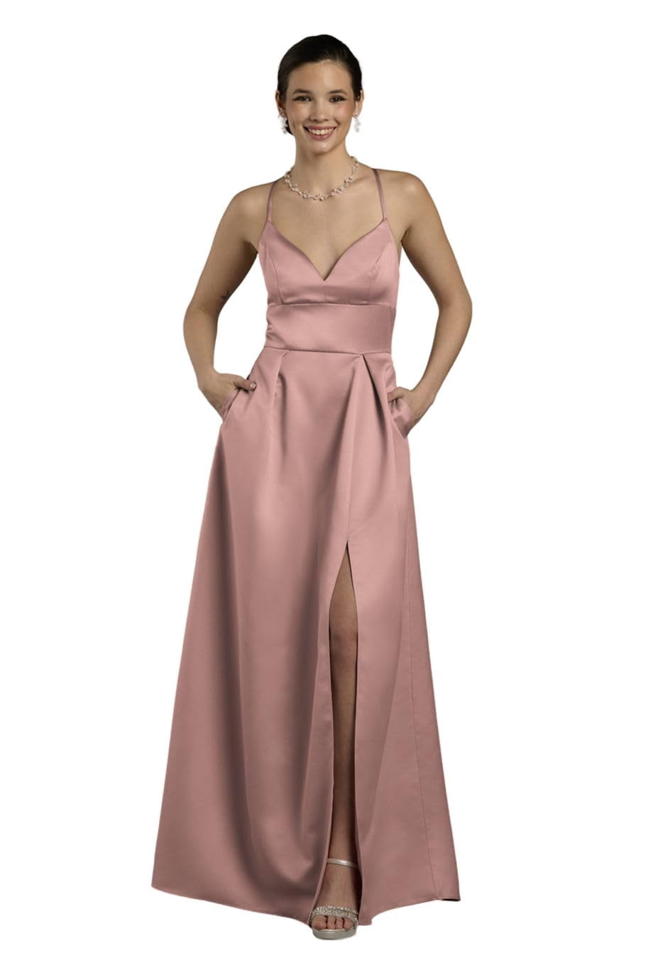 empire waist dress for plus size women Plus Size Satin Maxi Dress with Pockets