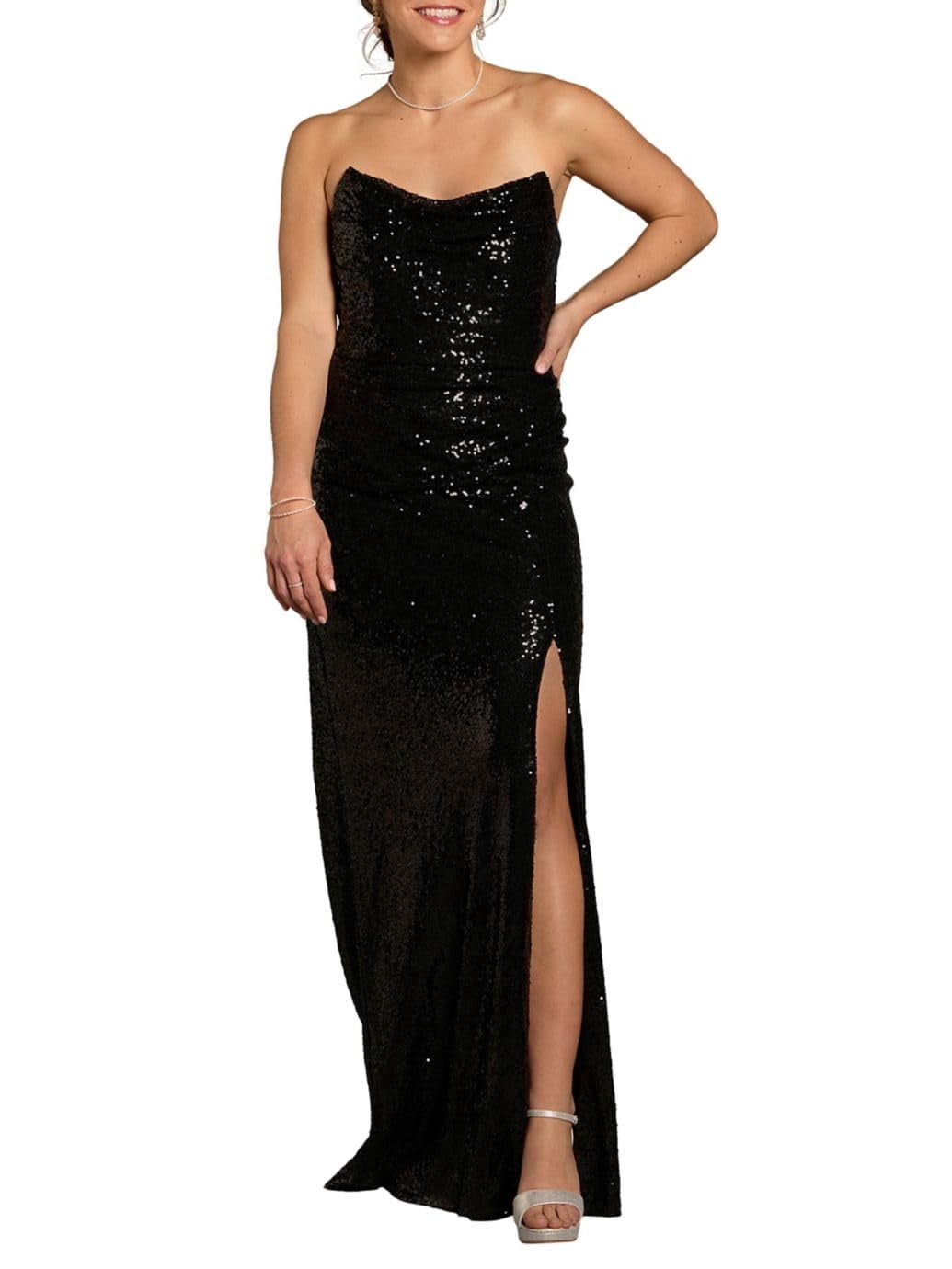 David's Bridal, The Edit by DB Studio Women's Formal Sculpted Strapless  Neckline Sheath Dress, Full Length, Sequin - Walmart.com