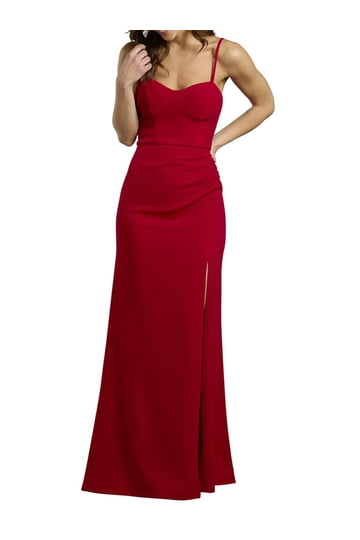 open lace back dress Portia and Scarlett High Slit Prom Dress PS23407 main image 1