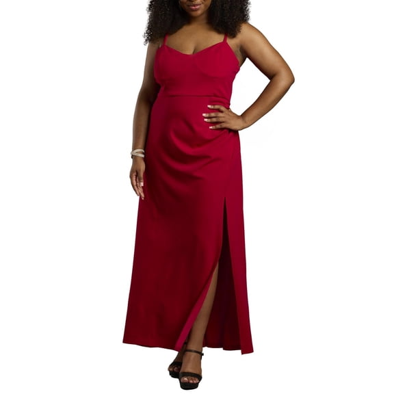 David's Bridal Women's Formal Seamed Corset Bodice Sheath Dress, Full Length, Crepe