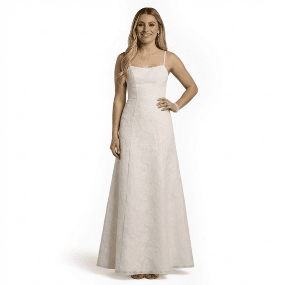 David’s Bridal, The Edit by DB Studio Women's Formal Spaghetti Strap A-Line Dress, Full Length, Jacquard