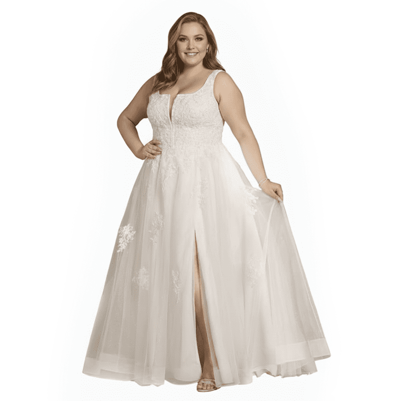 Customer reviews for David's Bridal, The Edit by DB Studio Women's Square Neck and Lace Ball Gown Wedding Dress, Full Length, Tulle