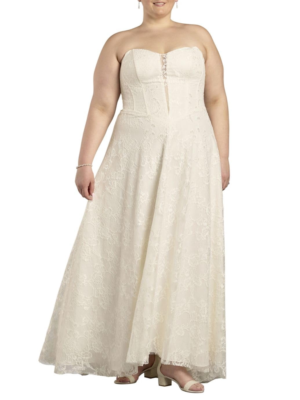 david's bridal ivory wedding dress As Is Lace Long Sleeve Mock Neck David's Bridal, The Edit by