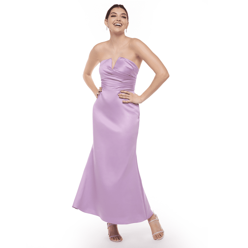 david bridal purple dress David's Bridal, The Edit by DB Studio Women's Formal Strapless Notch  Neckline Sheath Dress, Ankle Length, Satin