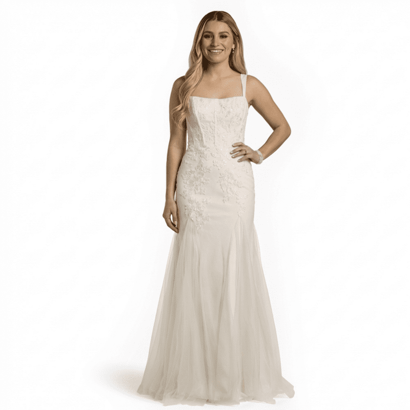 David's Bridal, The Edit by DB Studio Women's Lace Applique Corset Mermaid Wedding  Dress, Full Length, Tulle - Walmart.com