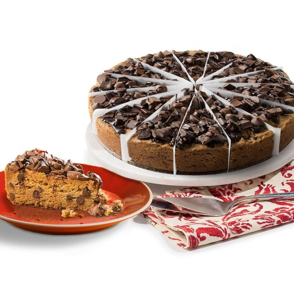 David’s Cookies 10" Chocolate Chip Deep Dish Cookie Pie, Pre-Sliced Birthday Cake, 14 Servings
