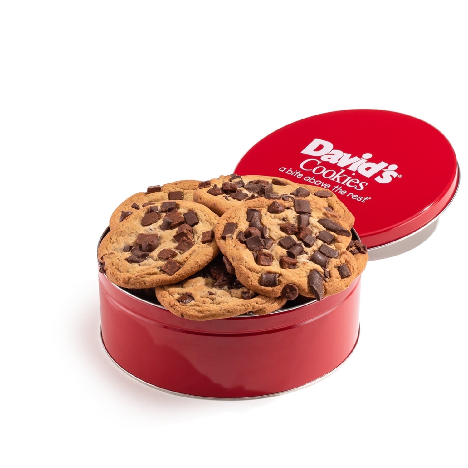 David's Cookies Jumbo Chunk Triple Chocolate Cookies Gift Tin, Fresh-Baked, 2 lb, 8 Count