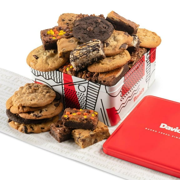 David’s Cookies Assorted Gourmet Cookies (10 x 2 oz) and Brownies (12 x 1.5 oz) Gift Tin
