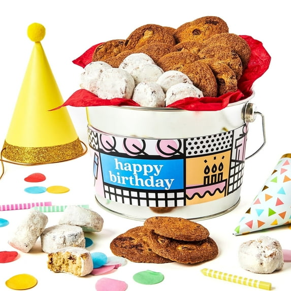 David’s Cookies Happy Assorted Cookies Gift Bucket, Freshly Baked Sweet Snacks, 1.3 lbs