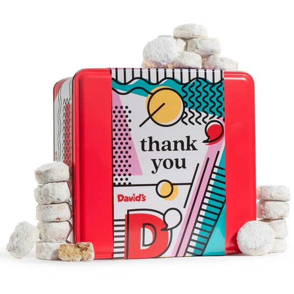 David's Cookies Pecan Meltaways Butter Cookies in Thank You Gift Tin, Sweet Sampler Treat, 32 oz