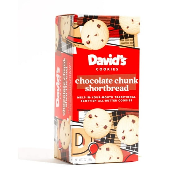 David's Cookies Traditional Short Bread Cookies, Pure Butter Chocolate Chunk, 7 oz