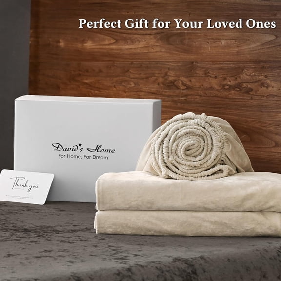 David's Home Velvet Fitted Sheet and Pillowcases Set King Size, Extra Deep Pocket up to 18", Soft Plush Fleece Bottom Sheet with Side Pocket & Elastic Corner Straps, Christmas Fall Winter, French Oak