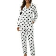 thumbnail image 1 of DavidCloth Women Casual Lapel Button Polka Sleep Shorts Dots Print Shorts Two Piece Long Sleeve Pajamas Womens Pajamas Pajamas Suit Body Aware Satin, 1 of 8