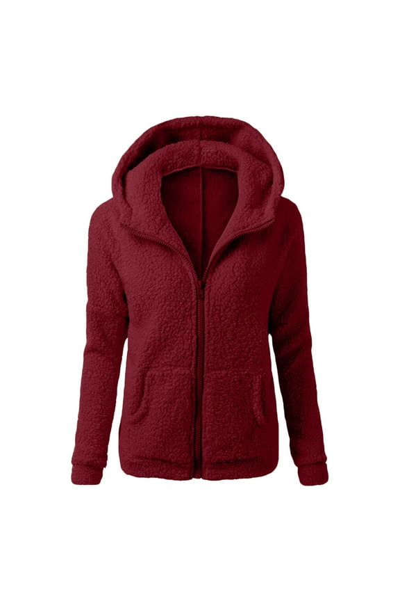DavidCloth Women Hooded Sweater Coat Winter Women's Jackets Warm Wool Fall Jacket Women Zipper Coat Cotton Coat Outwear Womens Fall Coats And Jackets Bets Jacket