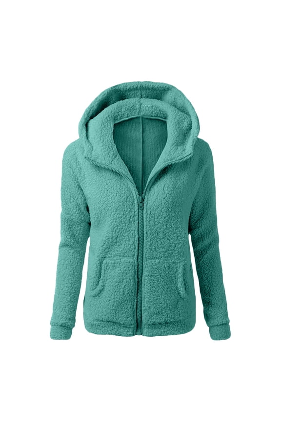 DavidCloth Women Hooded Sweater Coat Winter Womens Hoodie Zip up Warm Wool Womens Casual Jackets Zipper Coat Cotton Coat Outwear Weather Jacket Om Jacket