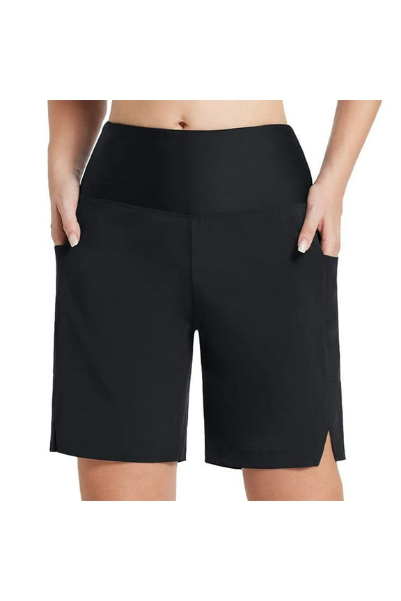 DavidCloth Women Suit Shorts Waisted Swim Womens Board Shorts for Swimming Long Drawstring Bottoms pluswim for Women Swimsuit High Boy Shorts Pocket Women Bathing Suits plus Size Bathing Swimwear