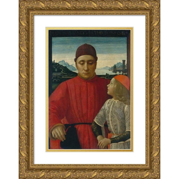 Davide Ghirlandaio 18x24 Gold Ornate Framed and Double Matted Museum Art Print Titled - Francesco Sassetti (1421-1490) and His Son Teodoro (ca. 1488)