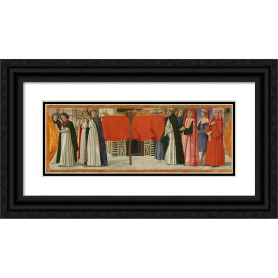 Davide Ghirlandaio 18x9 Black Ornate Wood Framed Double Matted Museum Art Print Titled - The Burial of Saint Zenobius (ca. 1479)