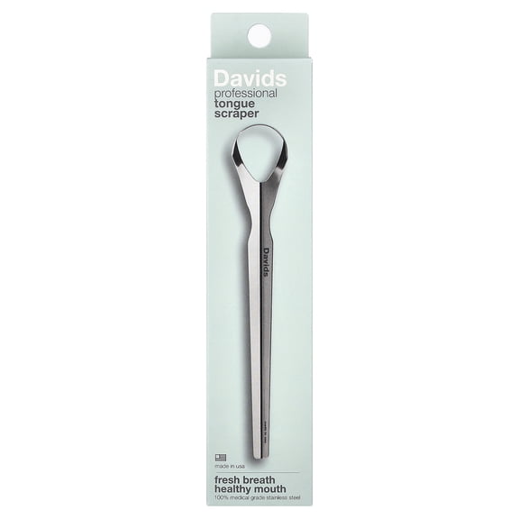 Davids 100% Medical Grade Stainless Steel Professional Tongue Scraper, Made in USA