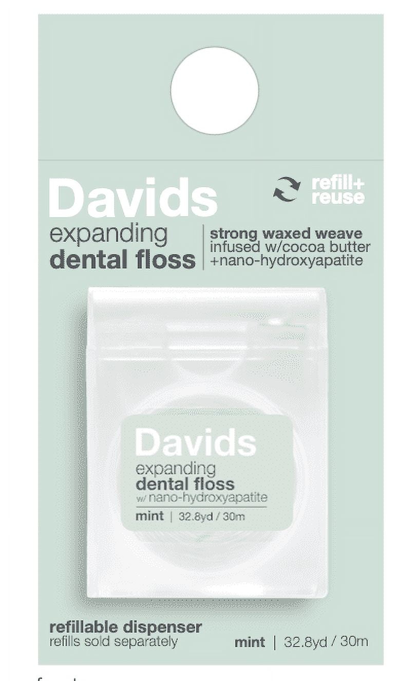 Davids Expanding Dental Floss w/Hydroxyapatite, Mint, 30M