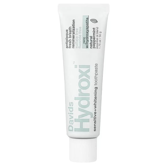 Davids Hydroxi sensitive+ whitening toothpaste w/nano hydroxyapatite, peppermint, travel size, 1.75 oz