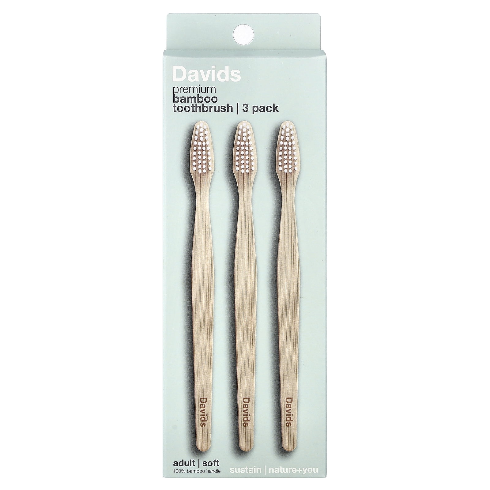 Davids Premium Bamboo Toothbrush, Soft, Adult, 3 Toothbrushes - Walmart.com