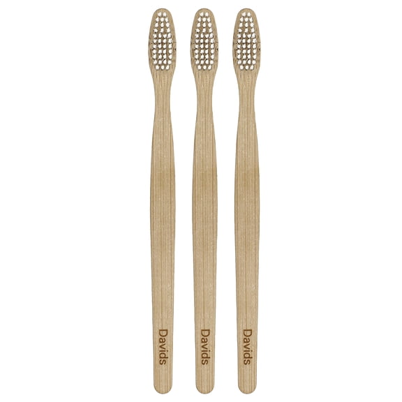 Davids Premium Bamboo Toothbrush, Soft, Adult, 3 Toothbrushes