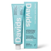 Davids Fluoride Free Whitening & Antiplaque Toothpaste, Natural Spearmint, Mouth & Gum Detox, SLS Free, EWG Verified Clean & Non-Toxic Ingredients, 5.25oz, Made in USA
