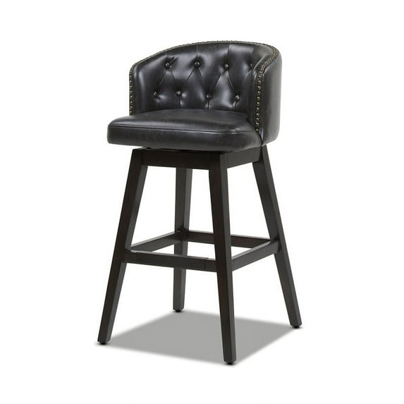 Davidson 30" Faux Leather Swivel Low Back Bar Stool in Vintage Black