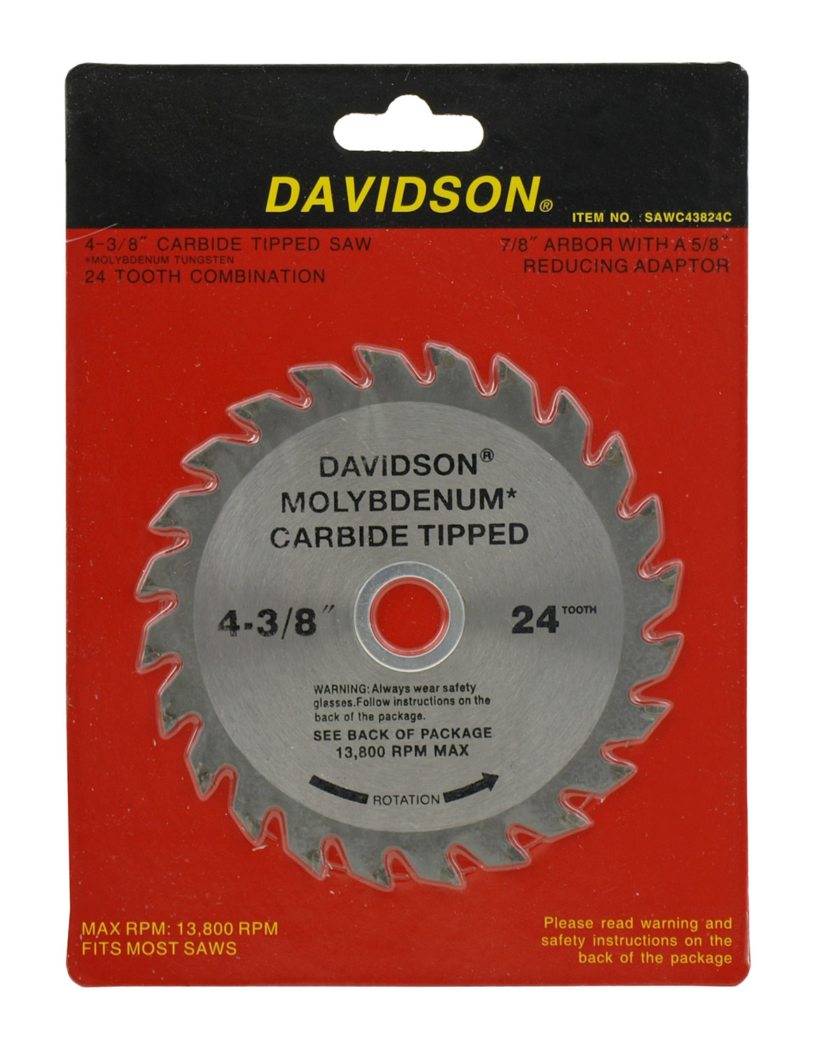Davidson Carbide Tipped 24 Tooth Saw Blade 43/8"