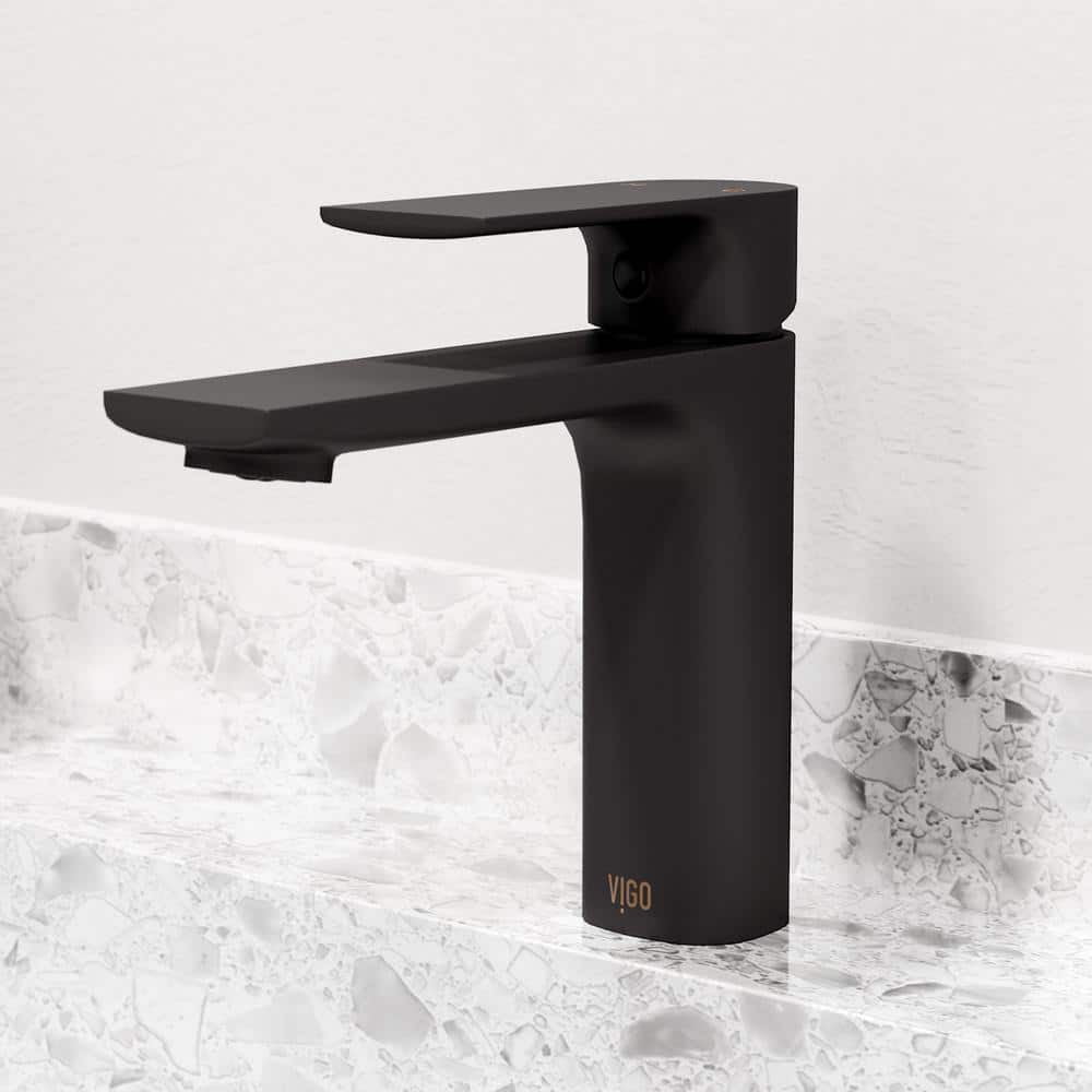 Matte Black Brass Single Handle Bathroom Faucet