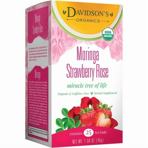 Davidson's Organics Tea, Moringa Strawberry Rose, Organic-1 Box