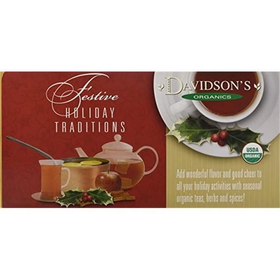Davidsons Organics 1192 Single Serve Assorted Regular Herbal Christmas Tea - 100 Count
