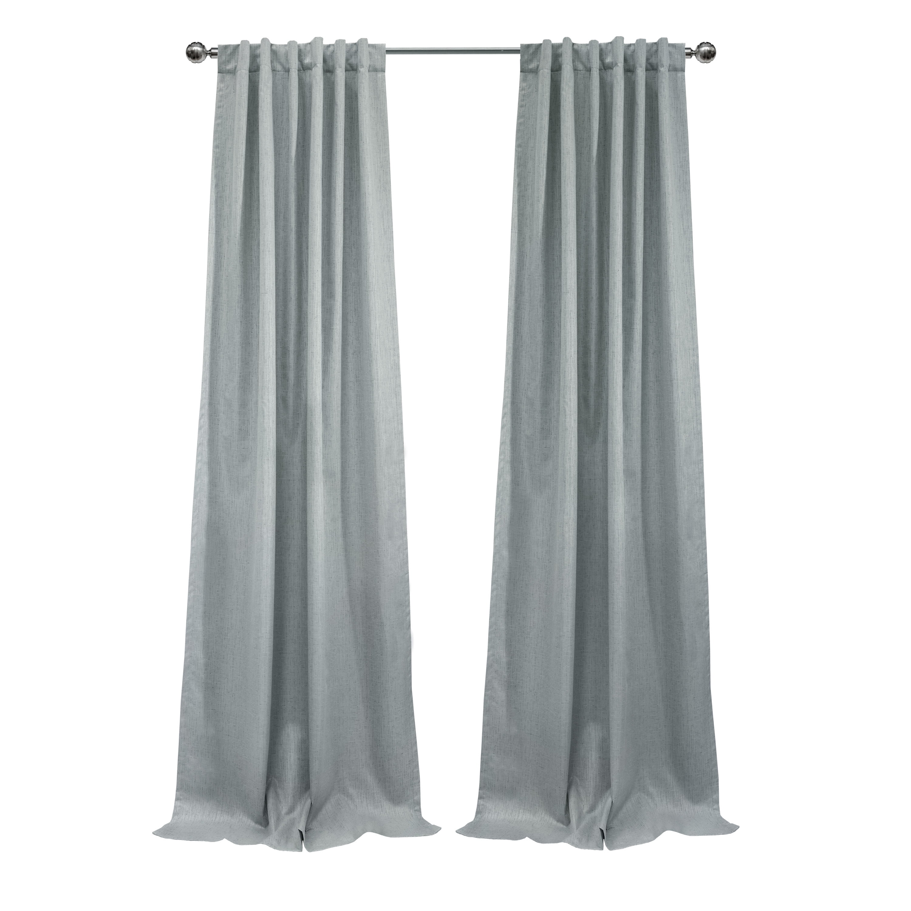 Davie Total Blackout Multi Textured Fabric Dual Header(Back Tab/Rod Pocket) Curtain Panel 52" x 95" in Silver