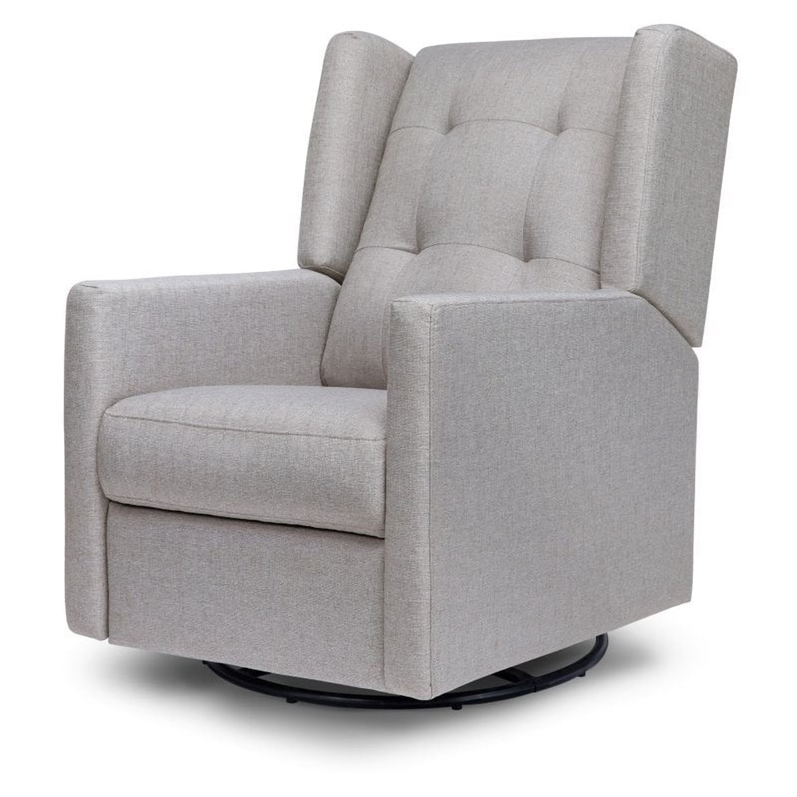 Misty Grey Swivel Recliner with Wood Base